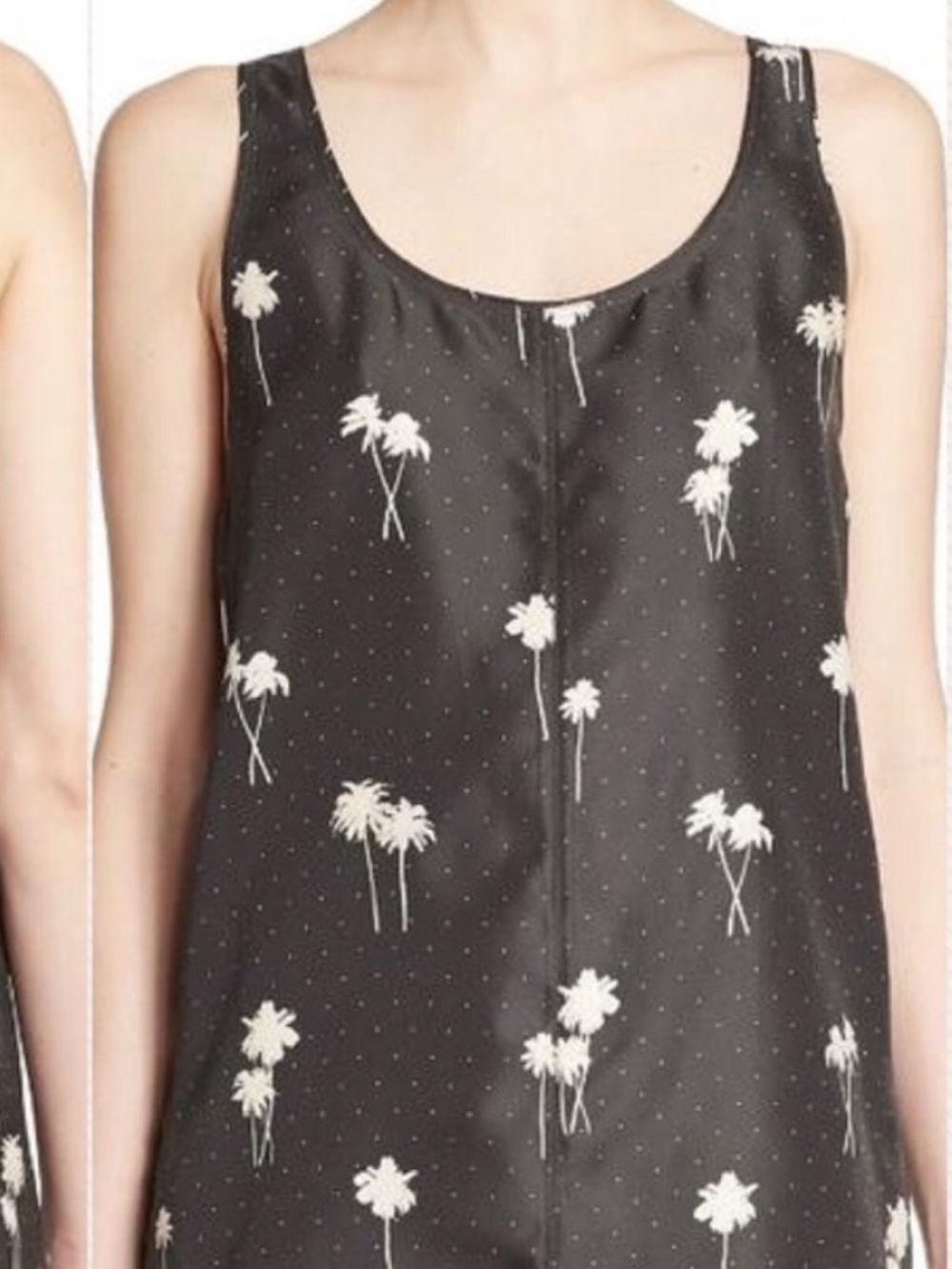 rag & bone Black Palm-Print Satin Camisole
